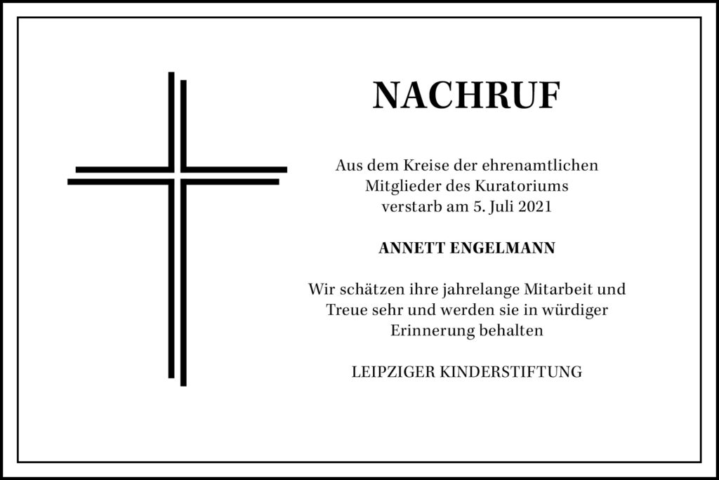 Nachruf - Annett Engelmann - Leipziger Kinderstiftung